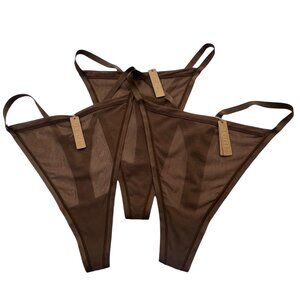 SKIMS Summer Mesh T-String Thong Lot‎ of 3 Cocoa Womens 4X